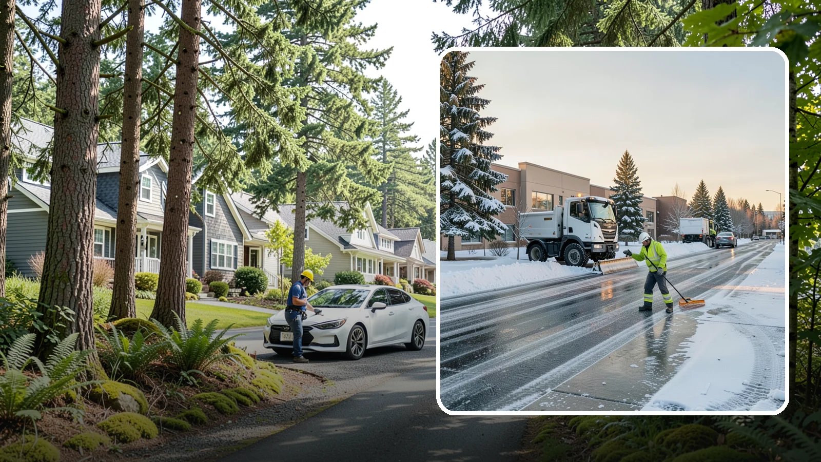 Office Park Snow Removal in Normandy Park, King County, WA - Across multiple buildings and shared lots, we coordinate one seamless snow plan so every tenant's employees arrive to a cleared...