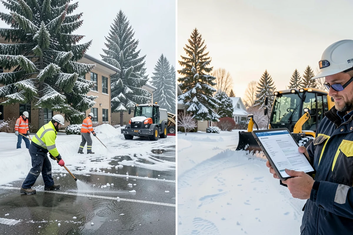 Office Park Snow Removal in Normandy Park, King County, WA - Inventory shared lots, drive aisles, and inter-building walks