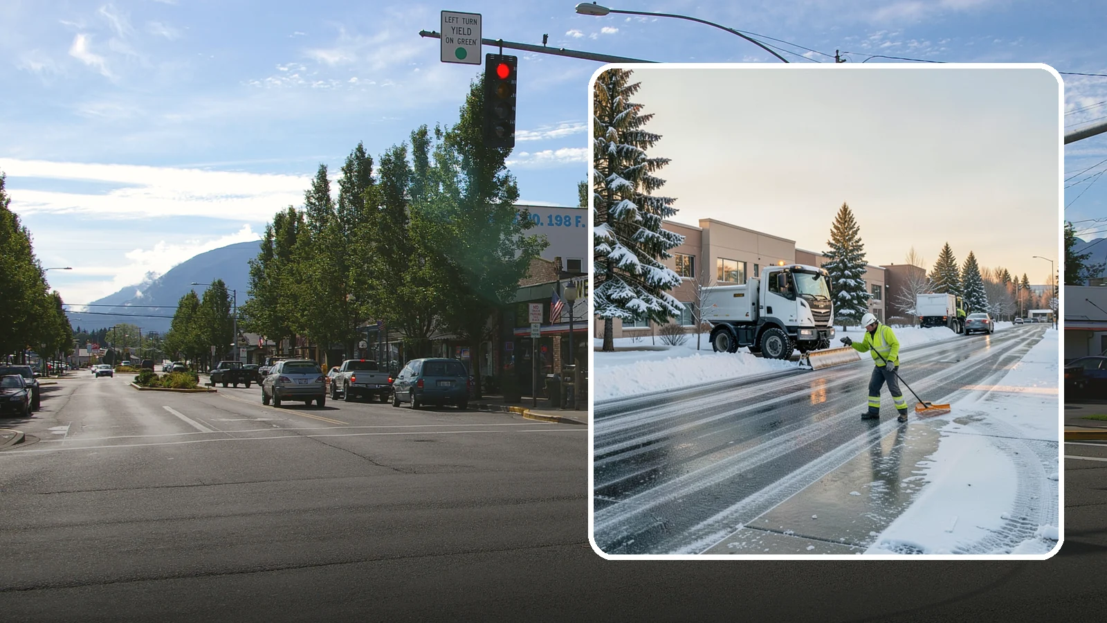 Office Park Snow Removal in North Bend, King County, WA - Across multiple buildings and shared lots, we coordinate one seamless snow plan so every tenant's employees arrive to a cleared...