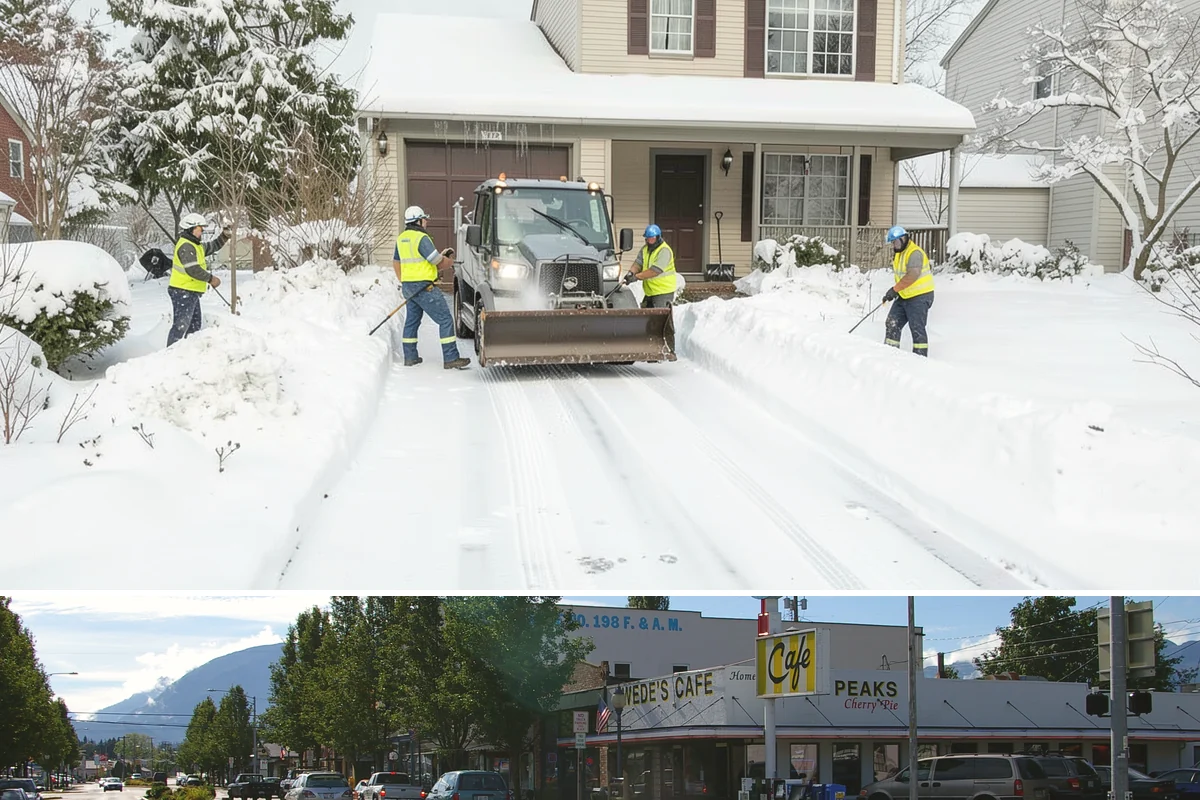 Office Park Snow Removal in North Bend, King County, WA - Office parks need dependable service December through February around weekday morning freeze events.