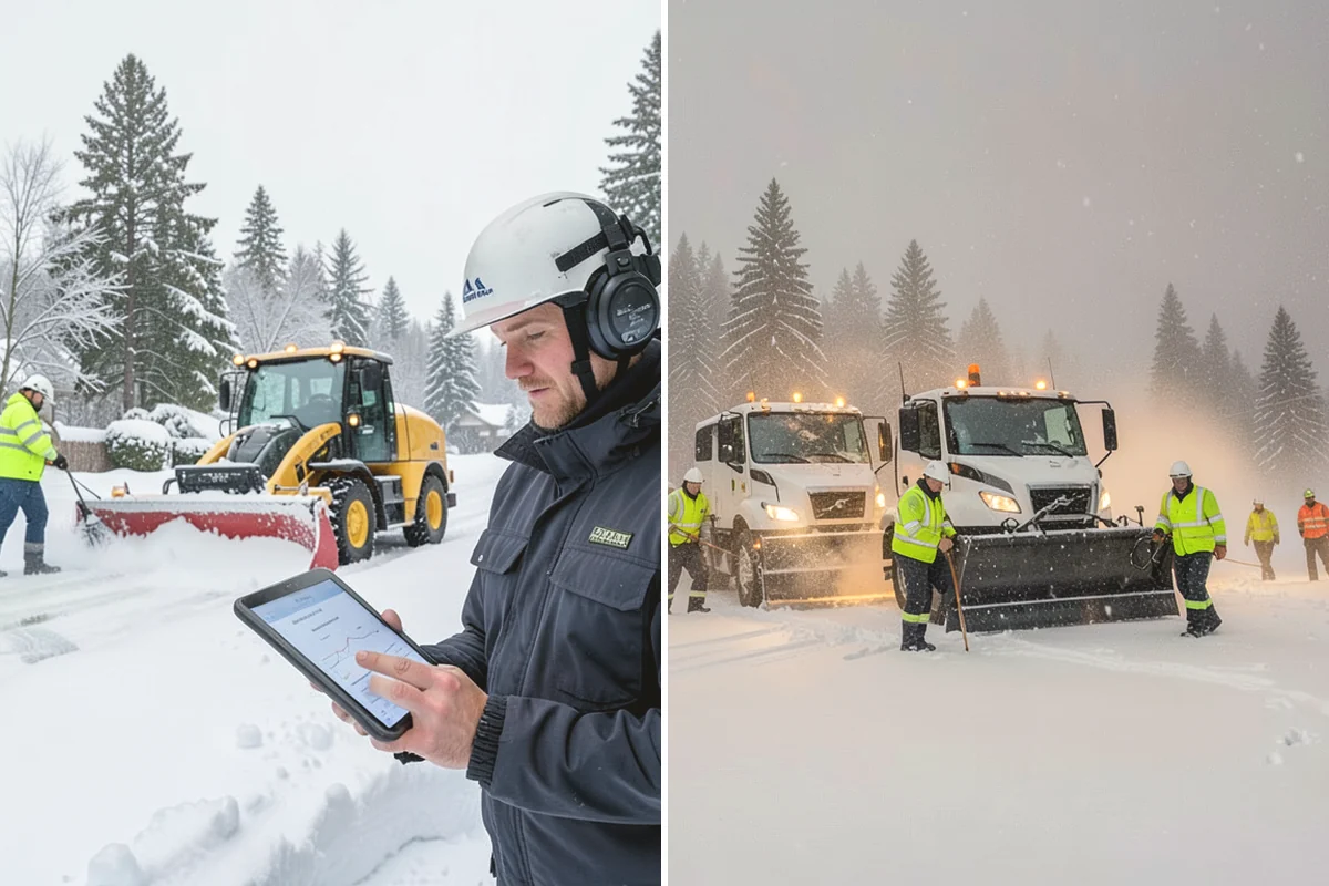 Office Park Snow Removal in Oak Harbor, Island County, WA - Inventory shared lots, drive aisles, and inter-building walks