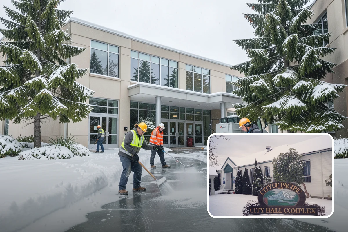 Office Park Snow Removal in Pacific, King County, WA - Whole-campus coordination across shared lots and drives