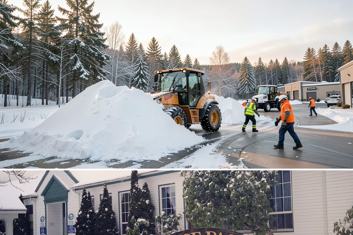 Office Park Snow Removal in Pacific, King County, WA - Office parks need dependable service December through February around weekday morning freeze events.