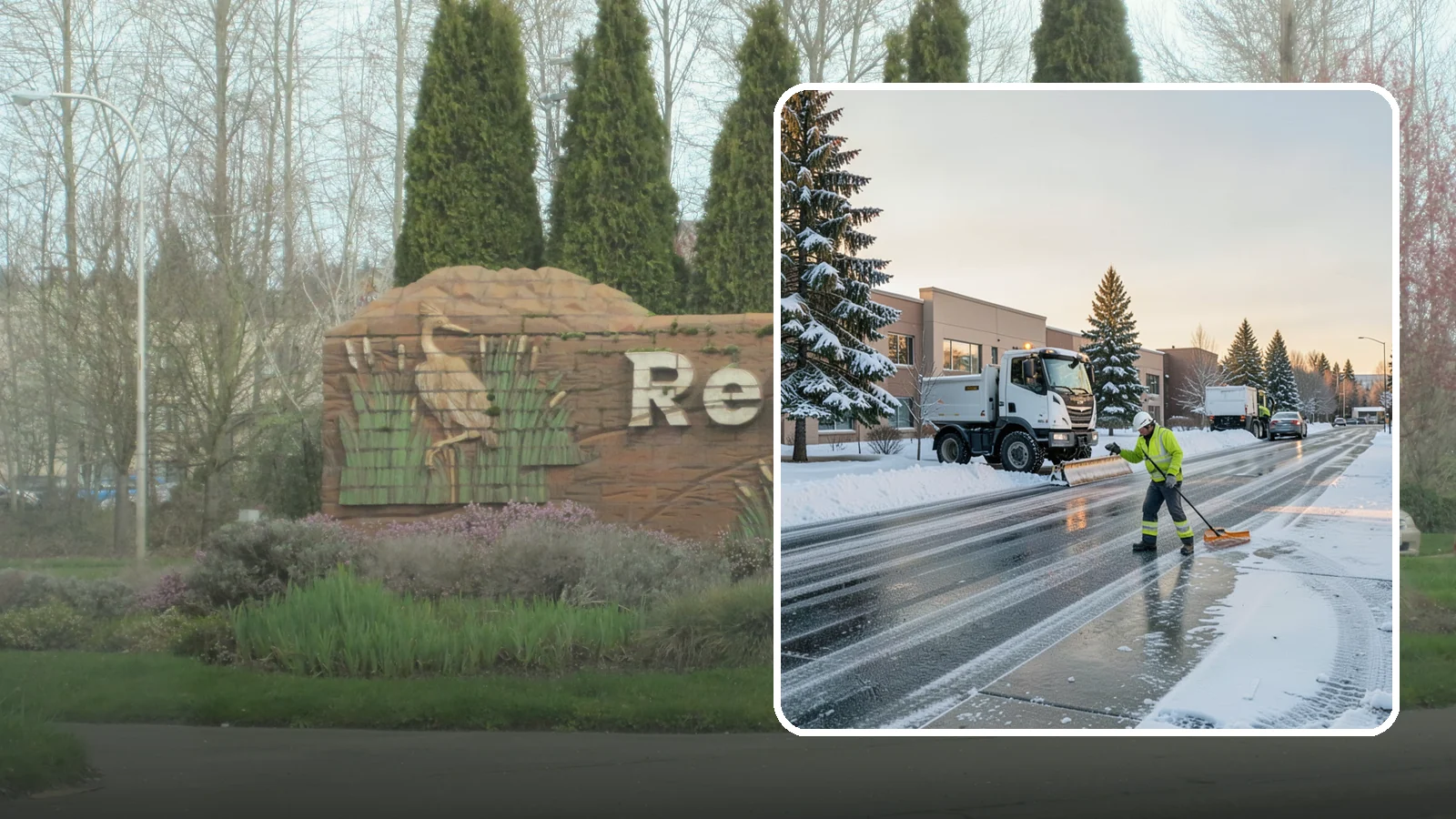 Office Park Snow Removal in Renton, King County, WA - Across multiple buildings and shared lots, we coordinate one seamless snow plan so every tenant's employees arrive to a cleared...