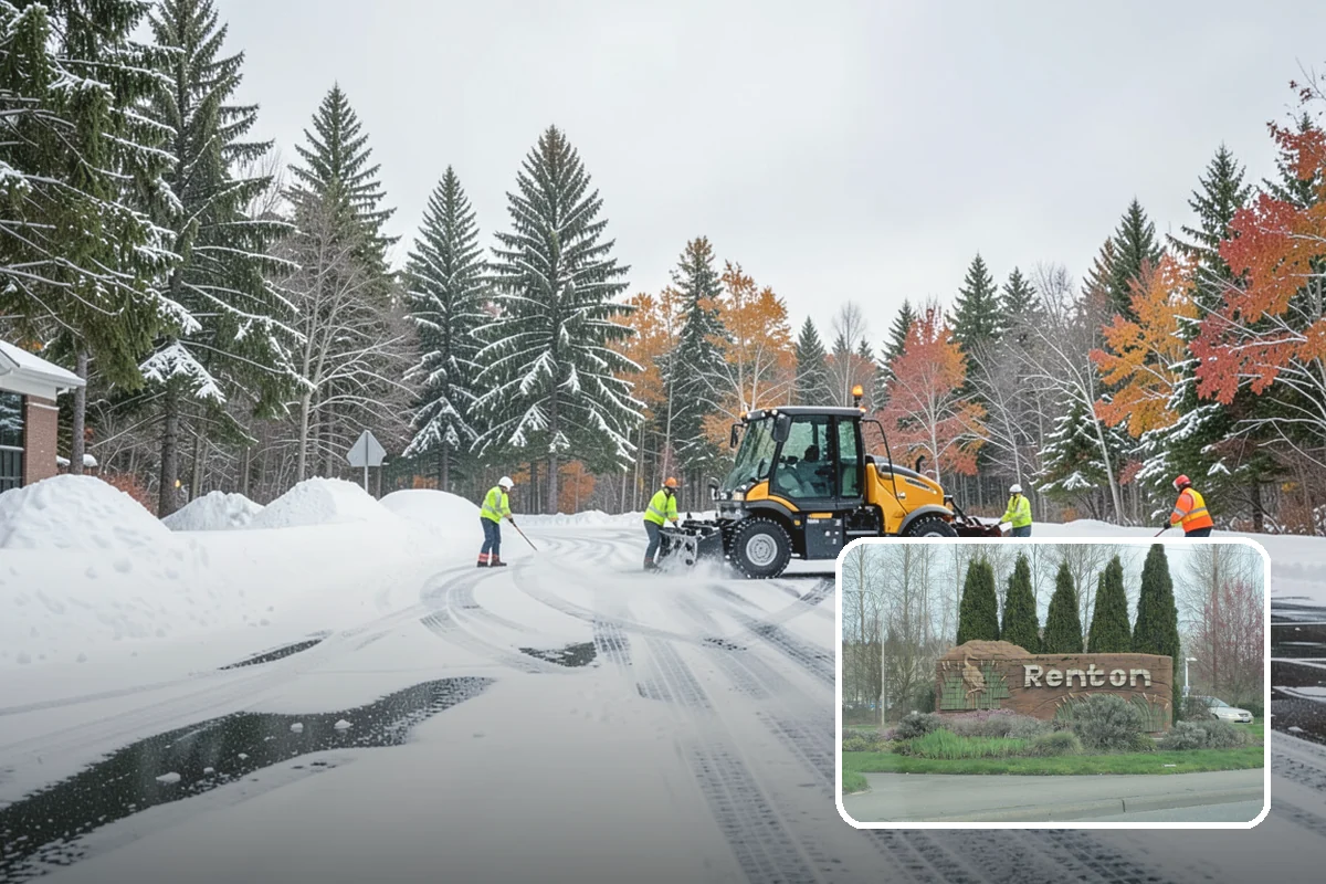 Office Park Snow Removal in Renton, King County, WA - Whole-campus coordination across shared lots and drives
