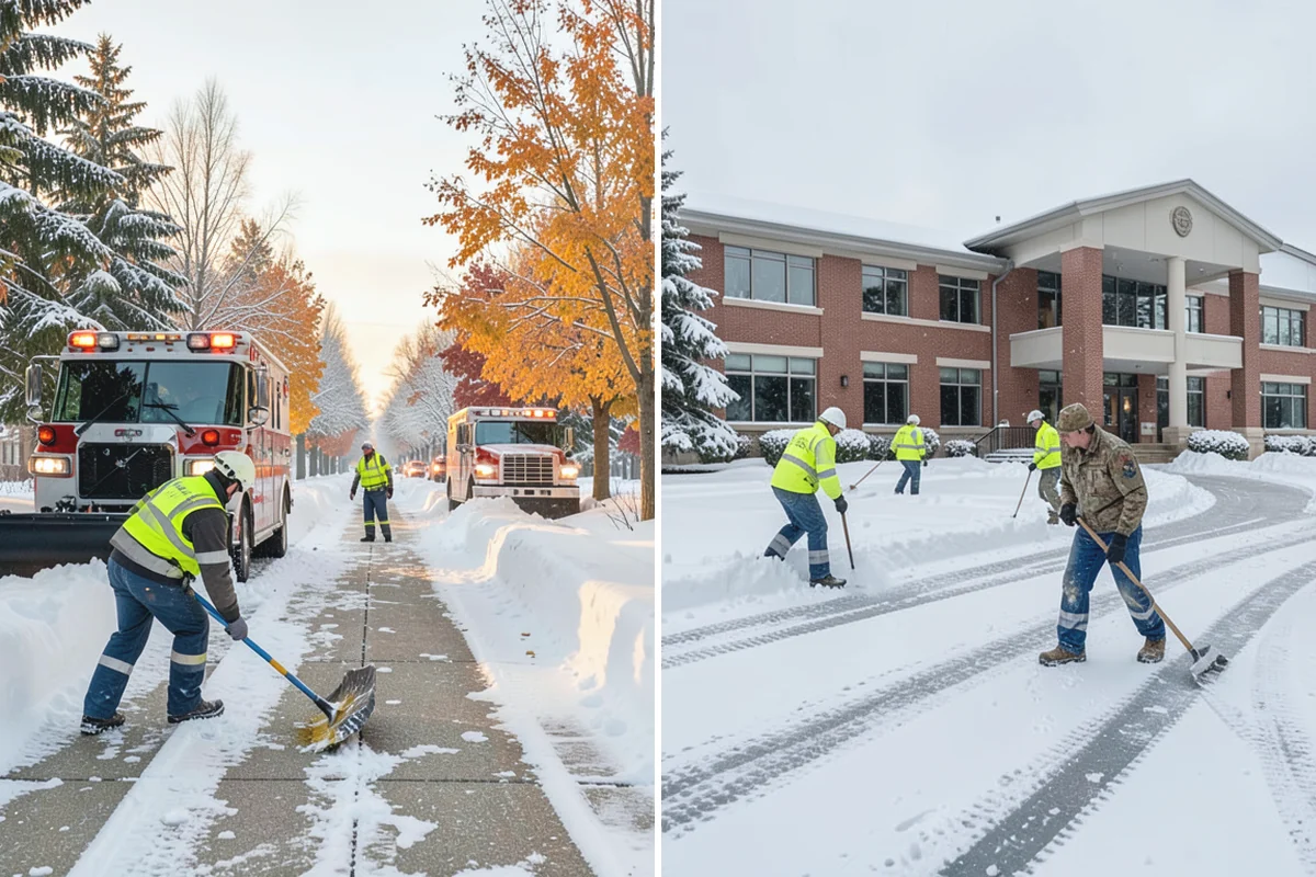 Office Park Snow Removal in Renton, King County, WA - Inventory shared lots, drive aisles, and inter-building walks