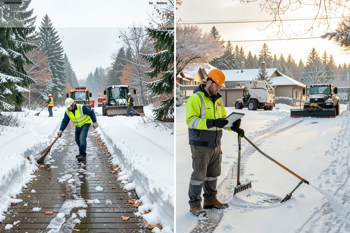 Office Park Snow Removal in SeaTac, King County, WA - Inventory shared lots, drive aisles, and inter-building walks