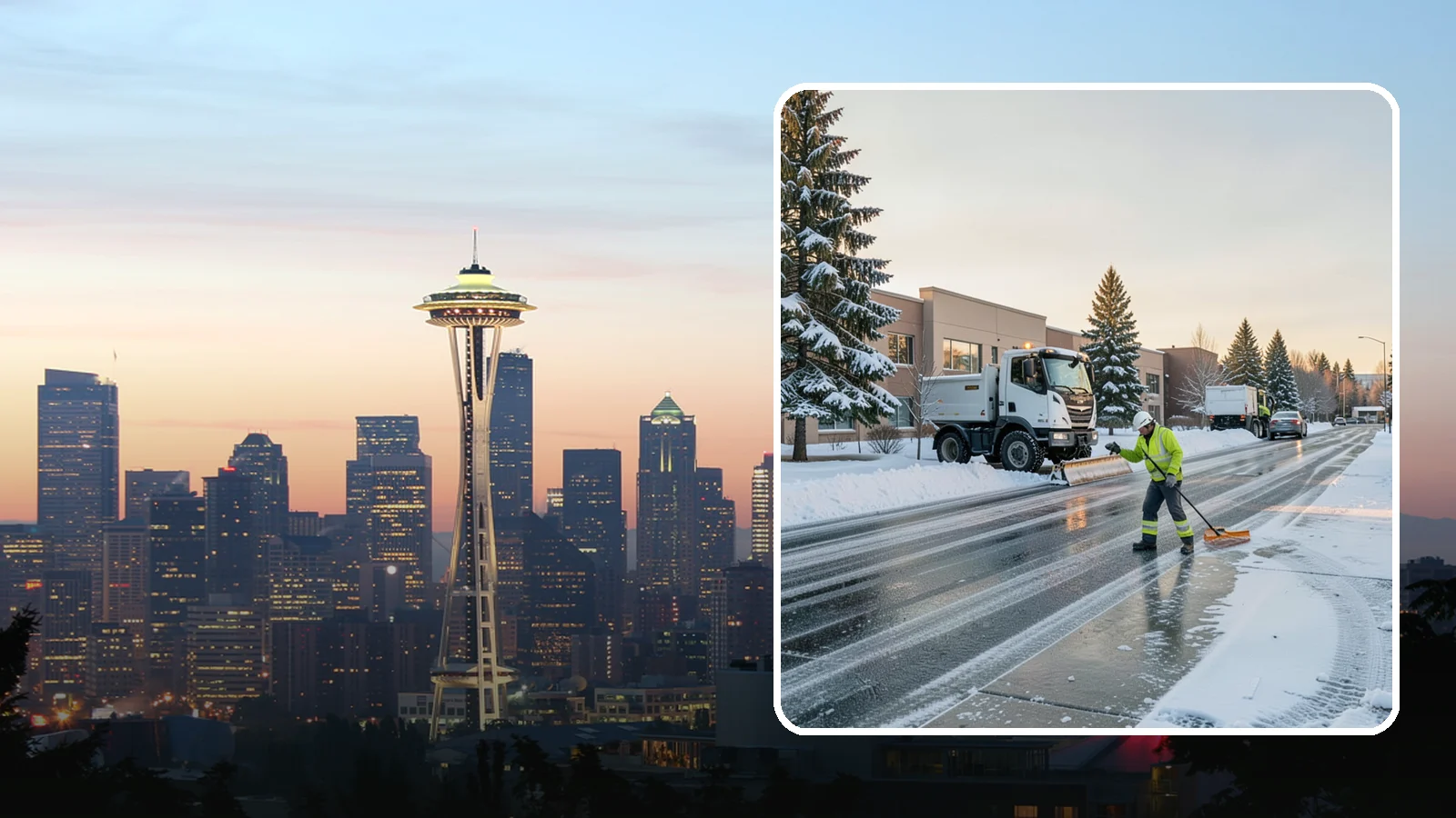 Office Park Snow Removal in Seattle, King County, WA - Across multiple buildings and shared lots, we coordinate one seamless snow plan so every tenant's employees arrive to a cleared...