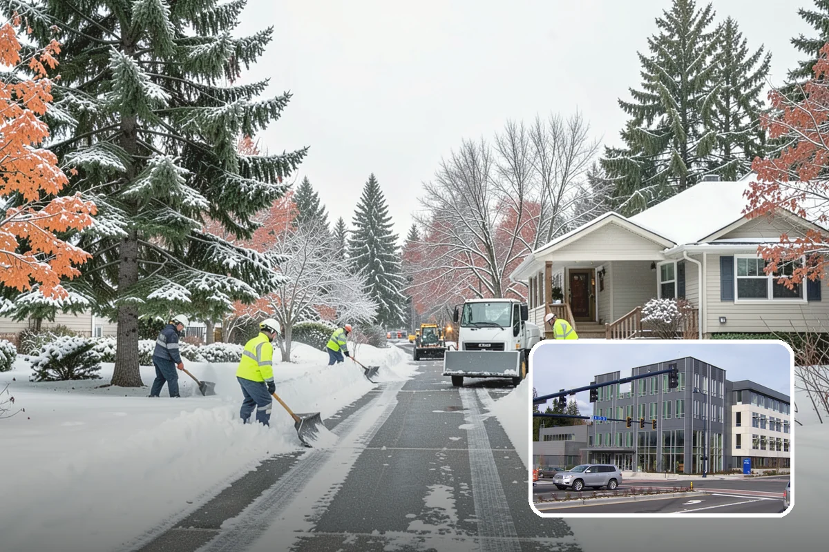 Office Park Snow Removal in Shoreline, King County, WA - Whole-campus coordination across shared lots and drives