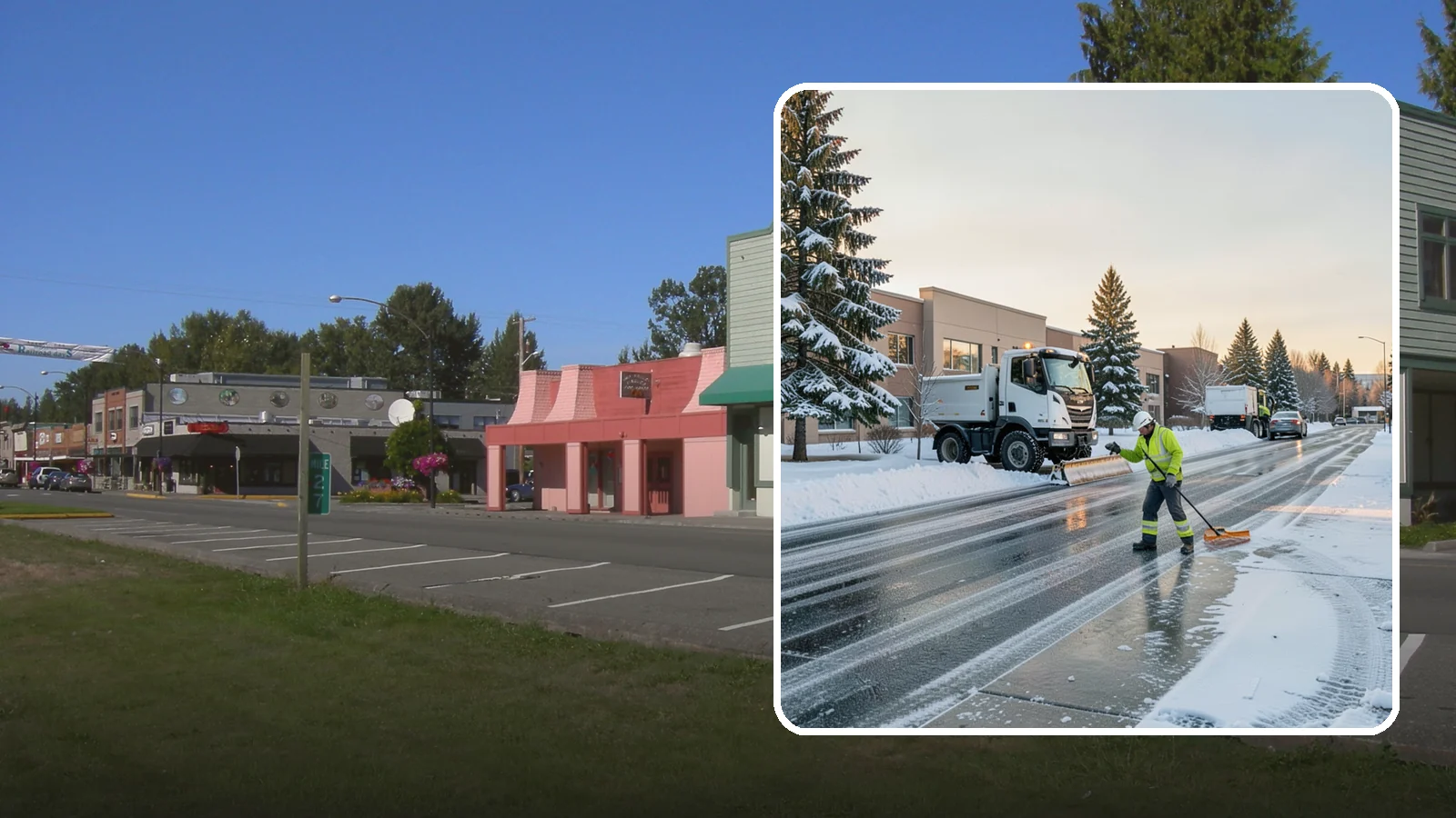 Office Park Snow Removal in Snoqualmie, King County, WA - Across multiple buildings and shared lots, we coordinate one seamless snow plan so every tenant's employees arrive to a cleared...