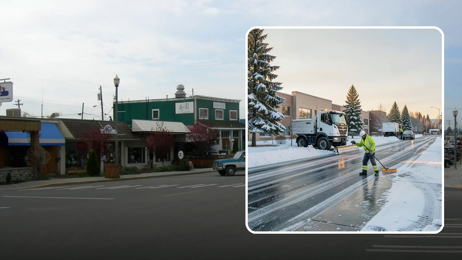 Office Park Snow Removal in Stanwood, Snohomish County, WA - Across multiple buildings and shared lots, we coordinate one seamless snow plan so every tenant's employees arrive to a cleared...