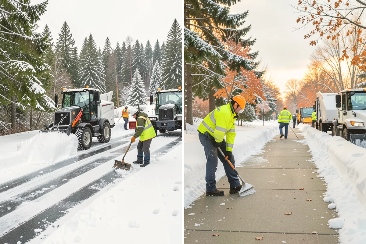 Office Park Snow Removal in Stanwood, Snohomish County, WA - Inventory shared lots, drive aisles, and inter-building walks