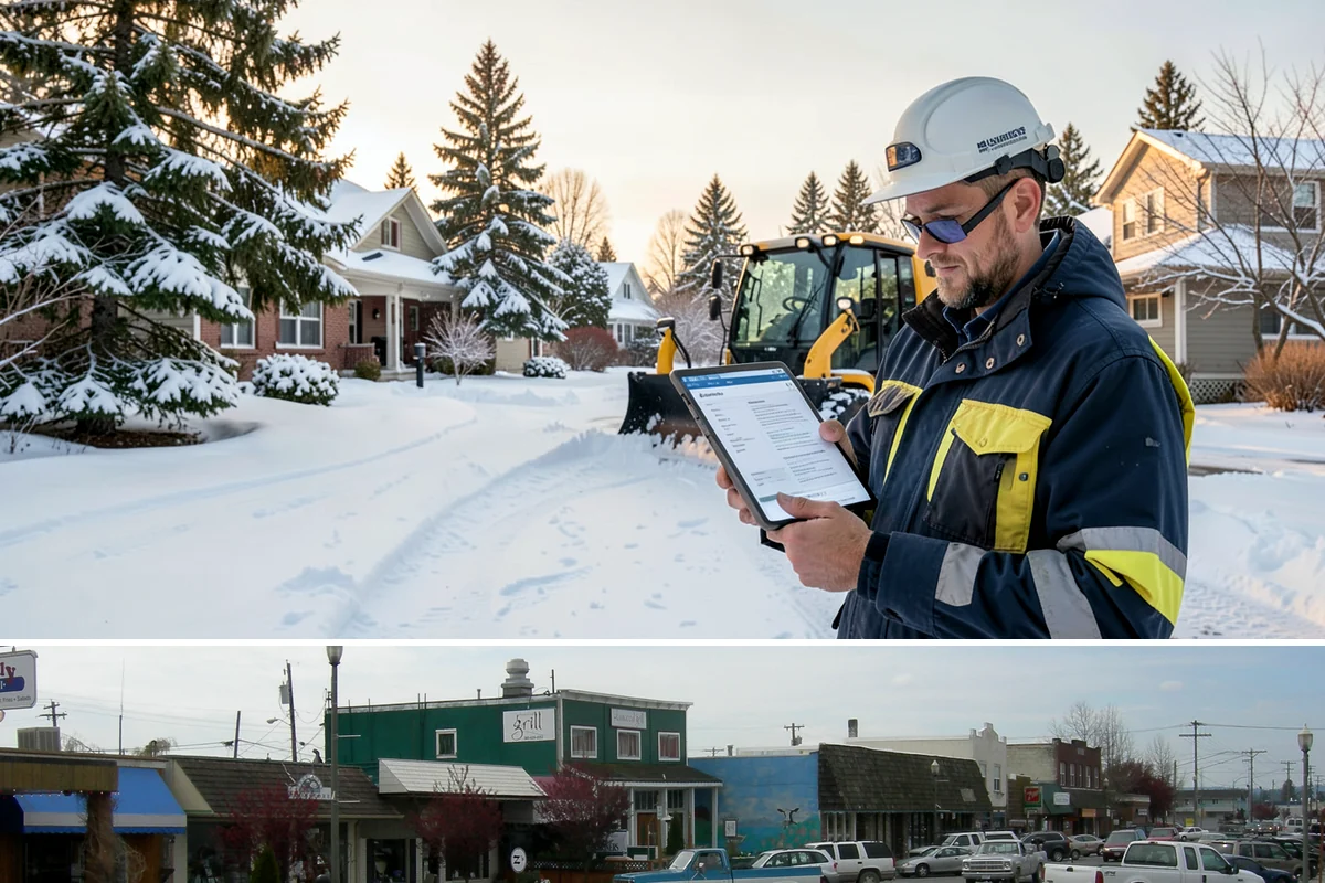 Office Park Snow Removal in Stanwood, Snohomish County, WA - Office parks need dependable service December through February around weekday morning freeze events.