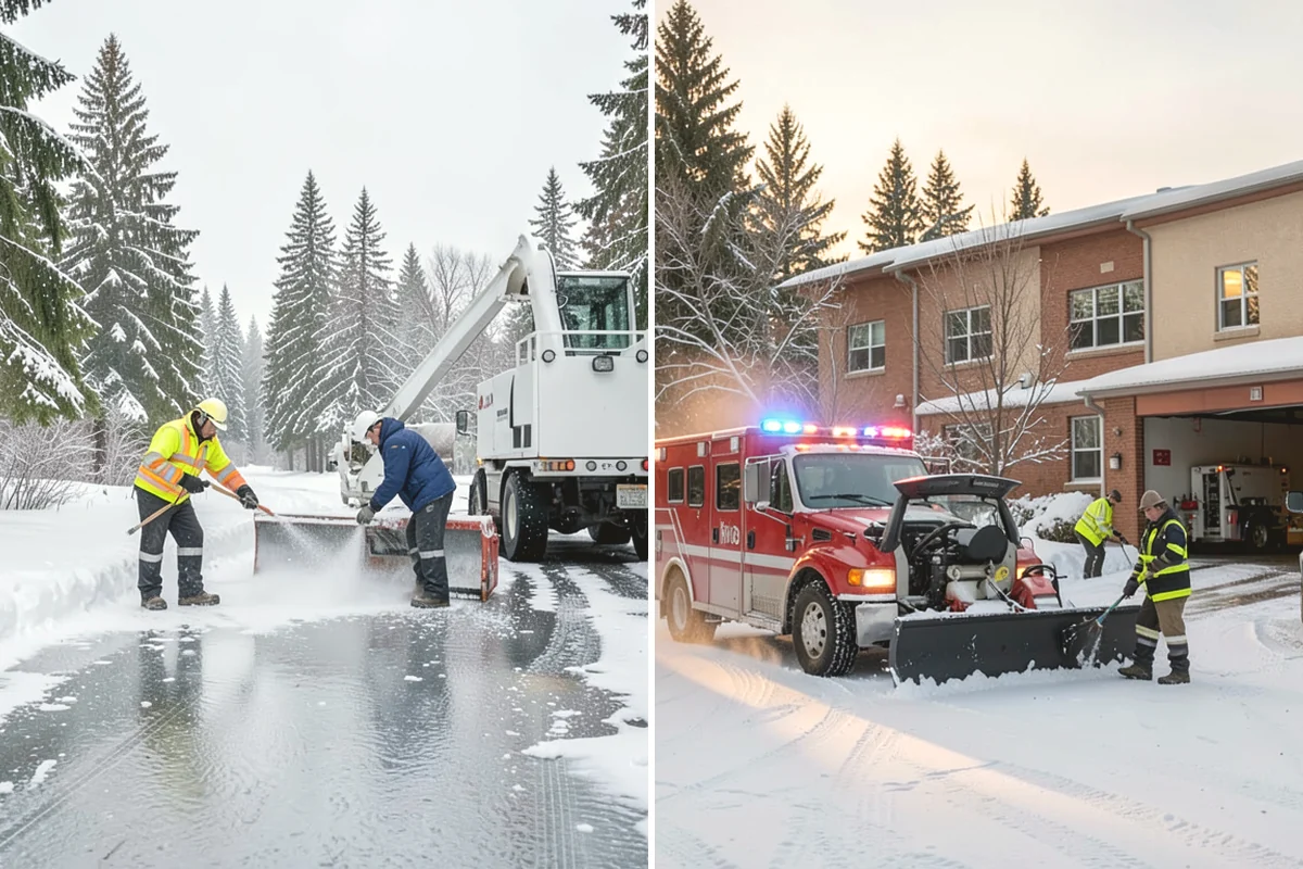 Office Park Snow Removal in Steilacoom, Pierce County, WA - Inventory shared lots, drive aisles, and inter-building walks