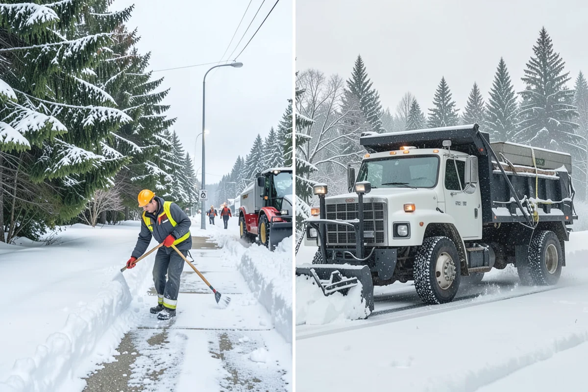 Office Park Snow Removal in Sumner, Pierce County, WA - Inventory shared lots, drive aisles, and inter-building walks