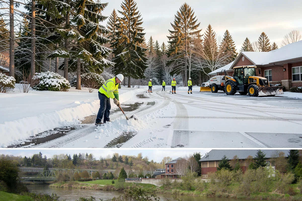 Office Park Snow Removal in Tukwila, King County, WA - Office parks need dependable service December through February around weekday morning freeze events.