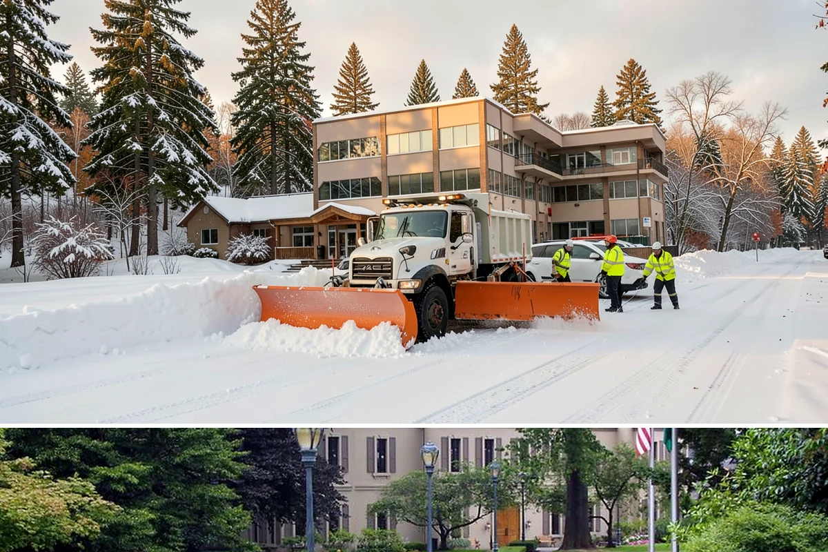 Office Park Snow Removal in Woodinville, King County, WA - Office parks need dependable service December through February around weekday morning freeze events.