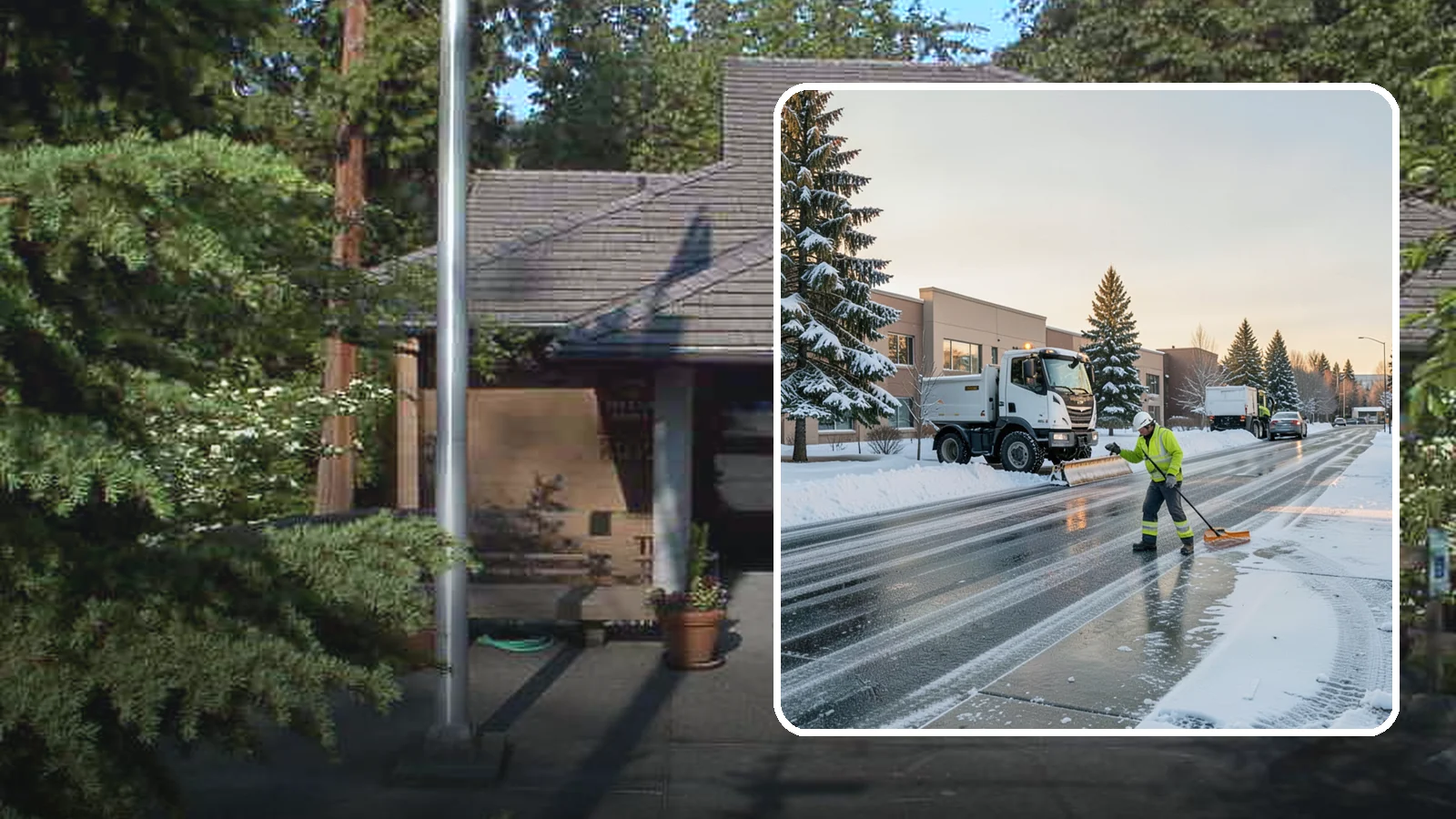 Office Park Snow Removal in Yarrow Point, King County, WA - Across multiple buildings and shared lots, we coordinate one seamless snow plan so every tenant's employees arrive to a cleared...