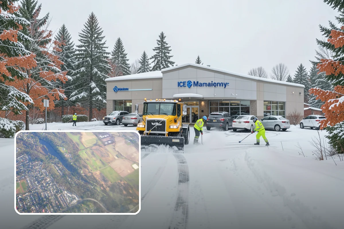 Office Parking Lot Snow Removal in Algona, King County, WA - Early-morning clearing timed to beat the commute