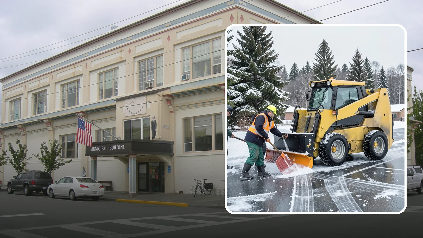 Office Parking Lot Snow Removal in Anacortes, Skagit County, WA - Keep your office lot open and safe for arriving employees and clients when a rare Western Washington snowfall or ice event hits.