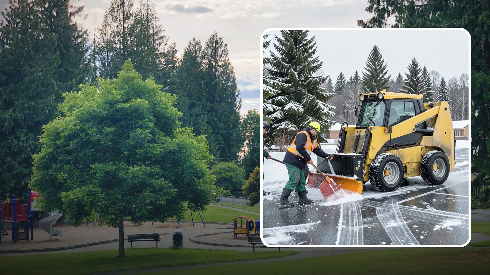 Office Parking Lot Snow Removal in Bonney Lake, Pierce County, WA - Keep your office lot open and safe for arriving employees and clients when a rare Western Washington snowfall or ice event hits.
