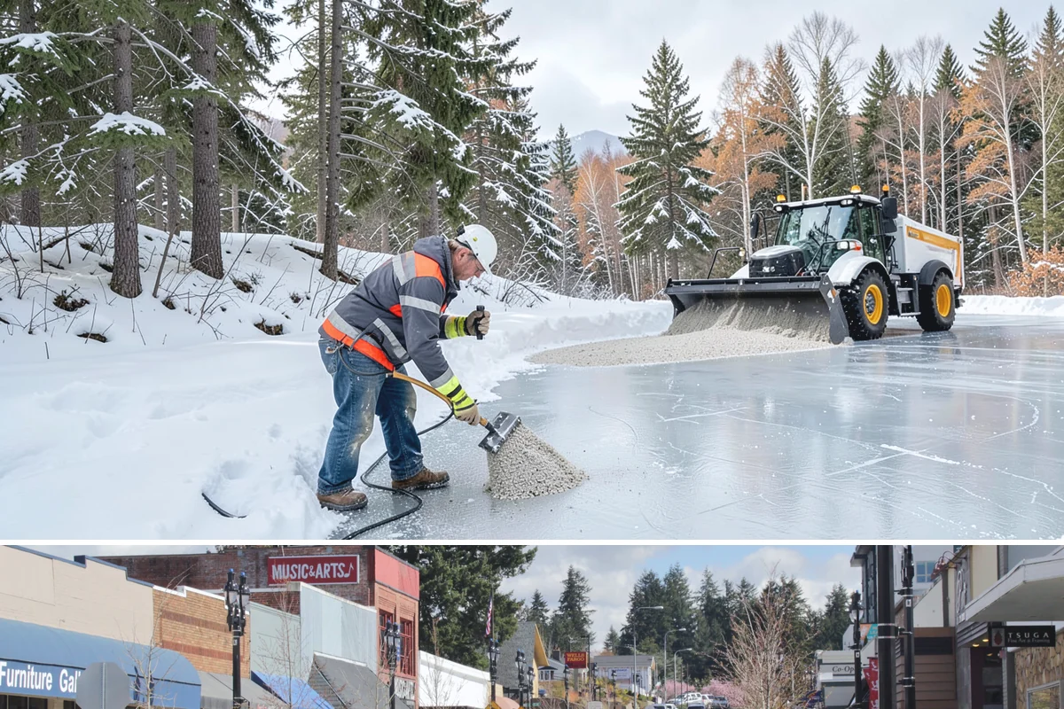 Office Parking Lot Snow Removal in Bothell, King County, WA - Office lots need the most attention during December and January cold snaps when overnight temperatures dip below freezing after...