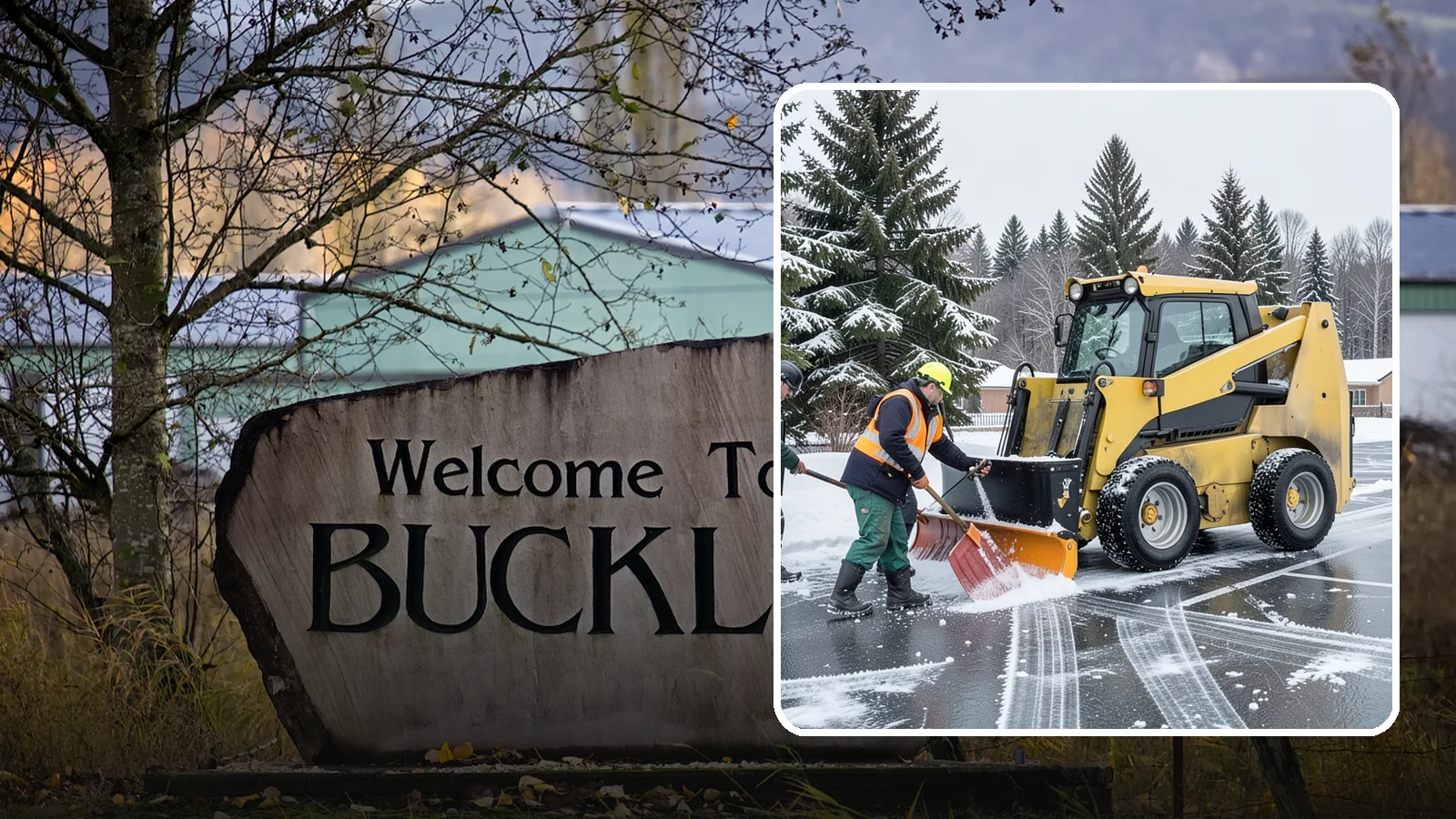 Office Parking Lot Snow Removal in Buckley, Pierce County, WA - Keep your office lot open and safe for arriving employees and clients when a rare Western Washington snowfall or ice event hits.