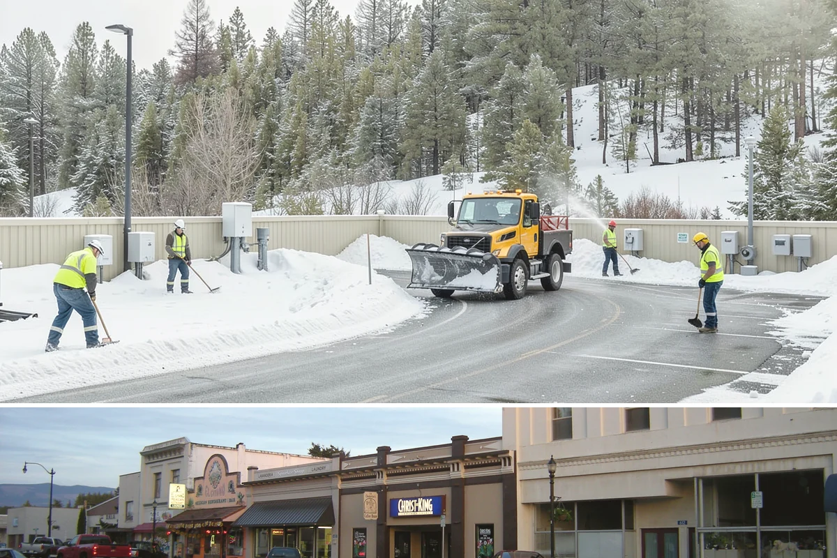 Office Parking Lot Snow Removal in Burlington, Skagit County, WA - Office lots need the most attention during December and January cold snaps when overnight temperatures dip below freezing after...