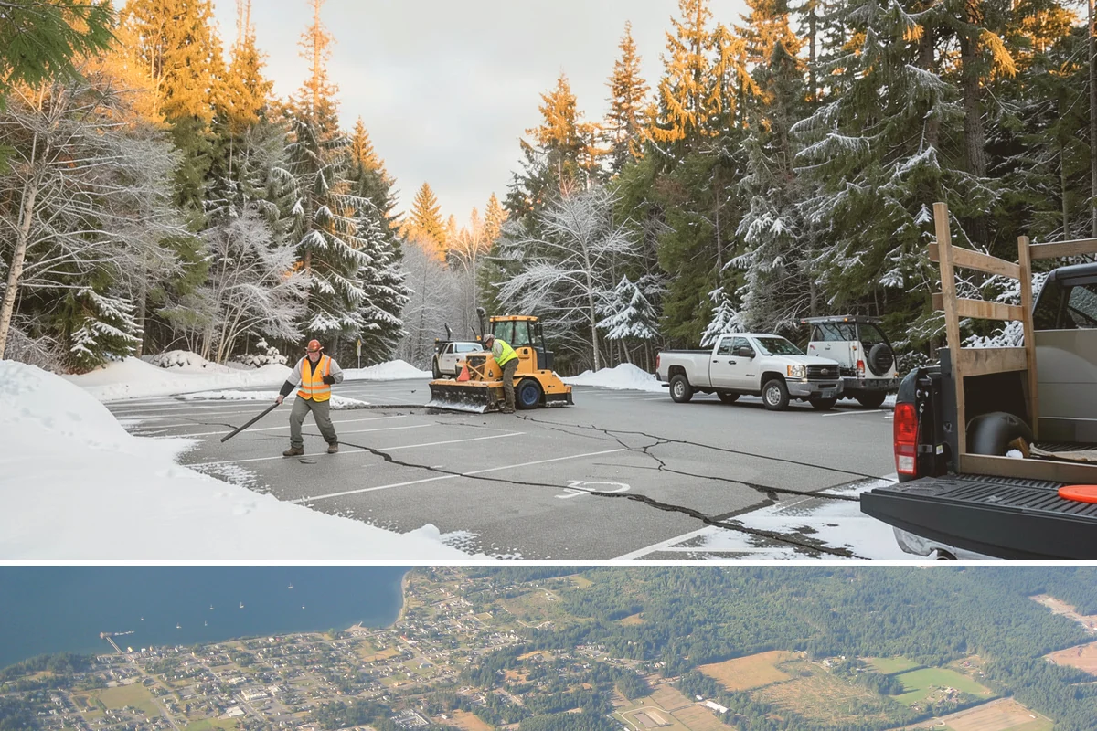 Office Parking Lot Snow Removal in Coupeville, Island County, WA - Office lots need the most attention during December and January cold snaps when overnight temperatures dip below freezing after...