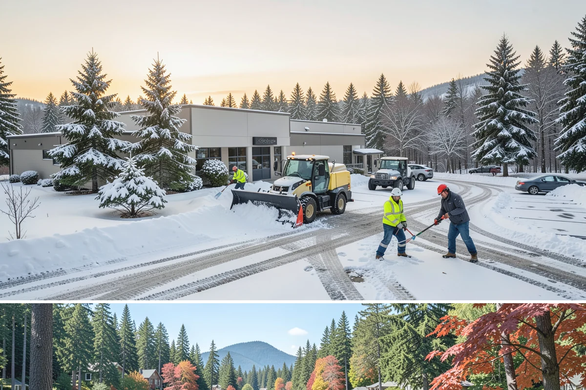 Office Parking Lot Snow Removal in Covington, King County, WA - Office lots need the most attention during December and January cold snaps when overnight temperatures dip below freezing after...