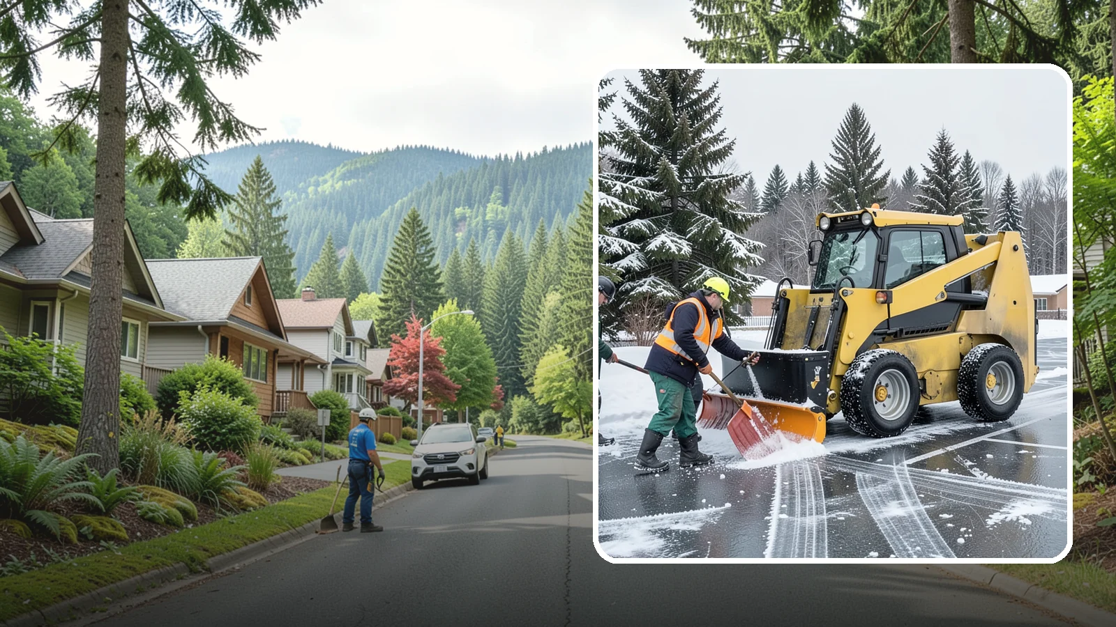 Office Parking Lot Snow Removal in Darrington, Snohomish County, WA - Keep your office lot open and safe for arriving employees and clients when a rare Western Washington snowfall or ice event hits.