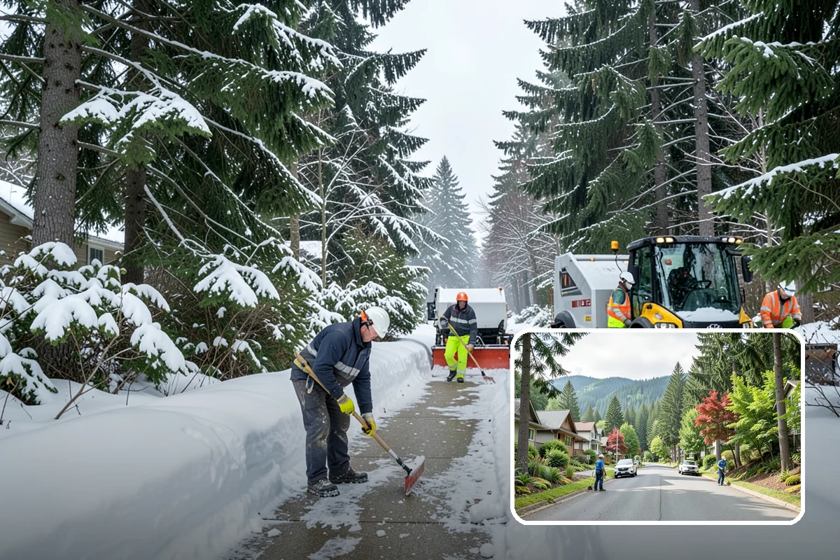 Office Parking Lot Snow Removal in Darrington, Snohomish County, WA - Early-morning clearing timed to beat the commute