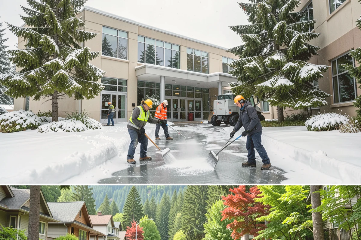 Office Parking Lot Snow Removal in Darrington, Snohomish County, WA - Office lots need the most attention during December and January cold snaps when overnight temperatures dip below freezing after...
