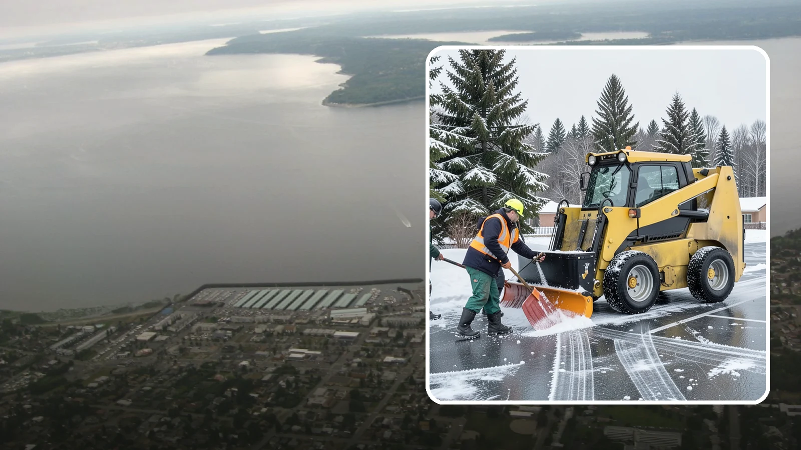 Office Parking Lot Snow Removal in Des Moines, King County, WA - Keep your office lot open and safe for arriving employees and clients when a rare Western Washington snowfall or ice event hits.