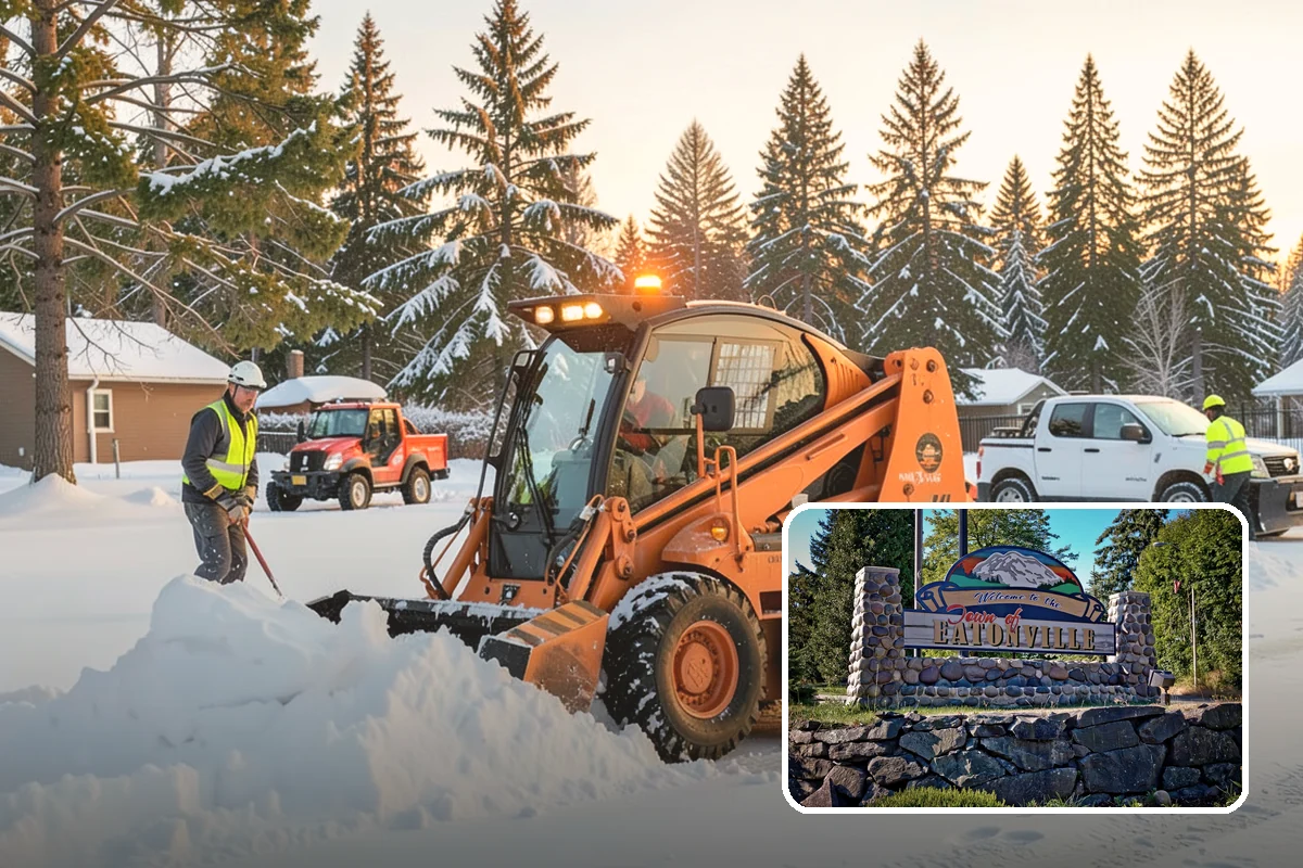 Office Parking Lot Snow Removal in Eatonville, Pierce County, WA - Early-morning clearing timed to beat the commute