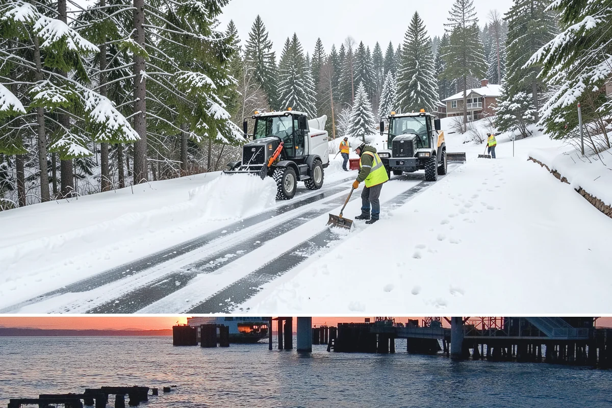 Office Parking Lot Snow Removal in Edmonds, Snohomish County, WA - Office lots need the most attention during December and January cold snaps when overnight temperatures dip below freezing after...
