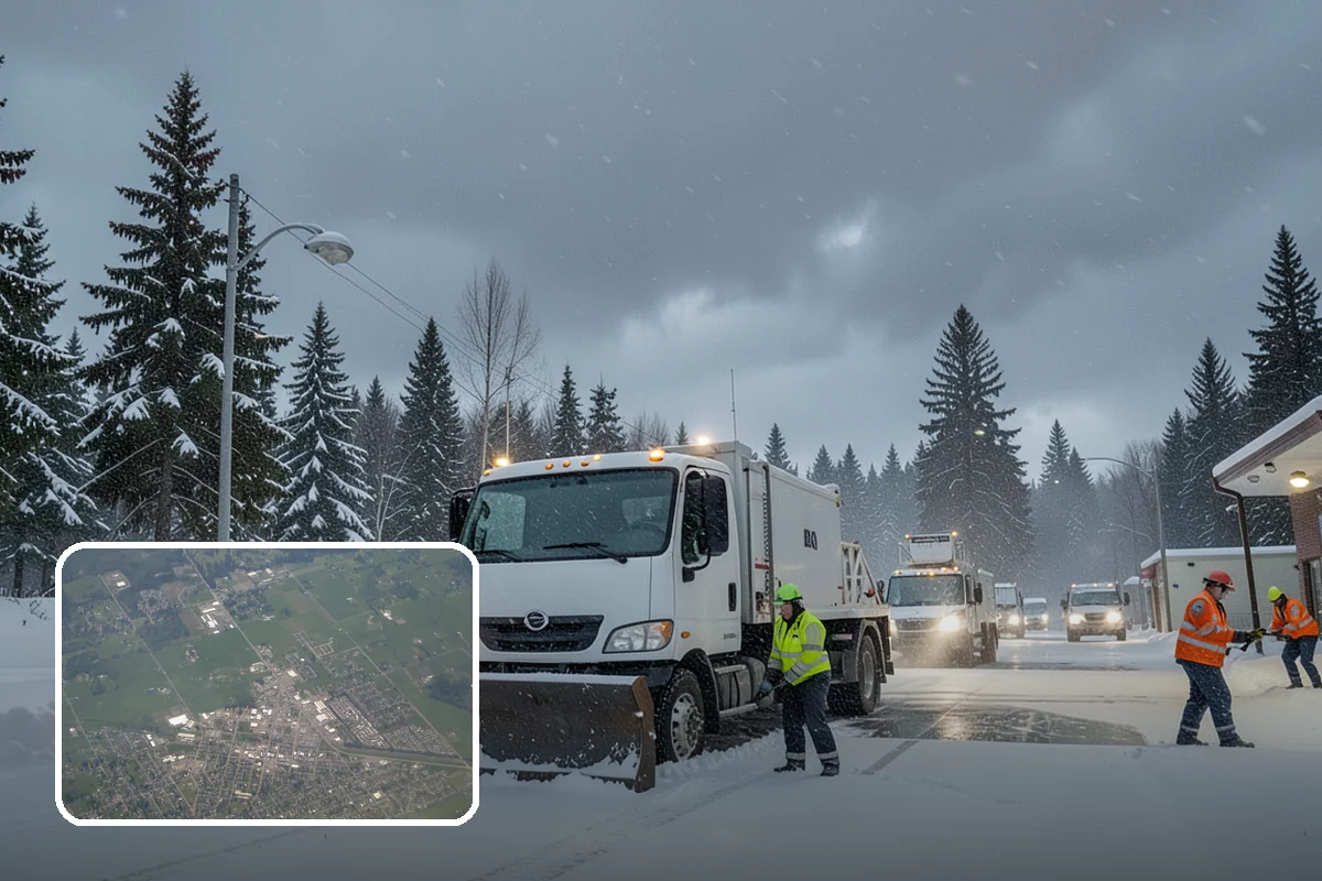 Office Parking Lot Snow Removal in Enumclaw, King County, WA - Early-morning clearing timed to beat the commute