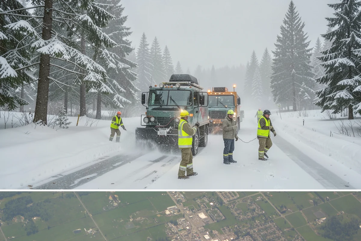 Office Parking Lot Snow Removal in Enumclaw, King County, WA - Office lots need the most attention during December and January cold snaps when overnight temperatures dip below freezing after...