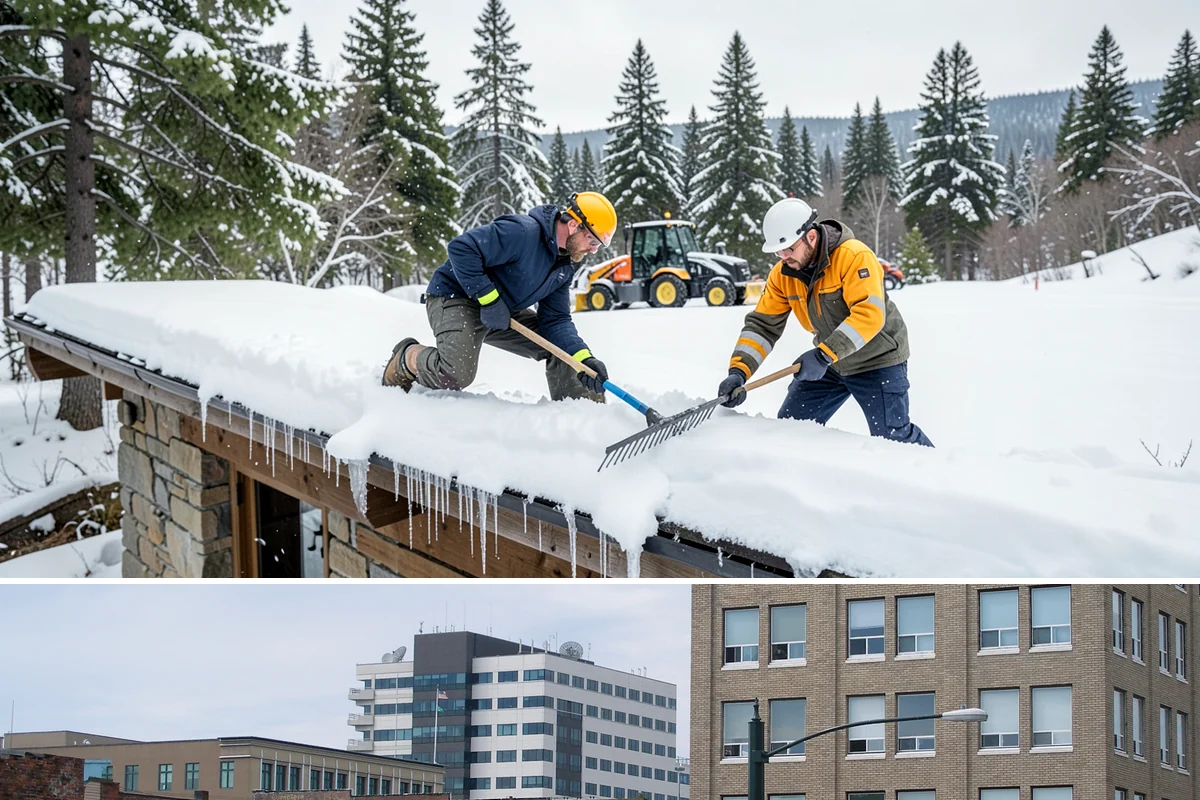 Office Parking Lot Snow Removal in Everett, Snohomish County, WA - Office lots need the most attention during December and January cold snaps when overnight temperatures dip below freezing after...