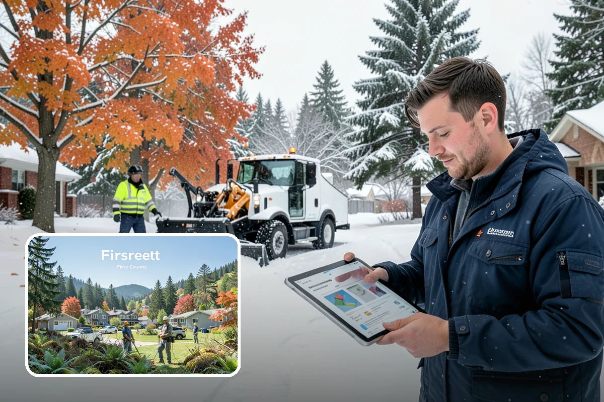 Office Parking Lot Snow Removal in Fircrest, Pierce County, WA - Early-morning clearing timed to beat the commute