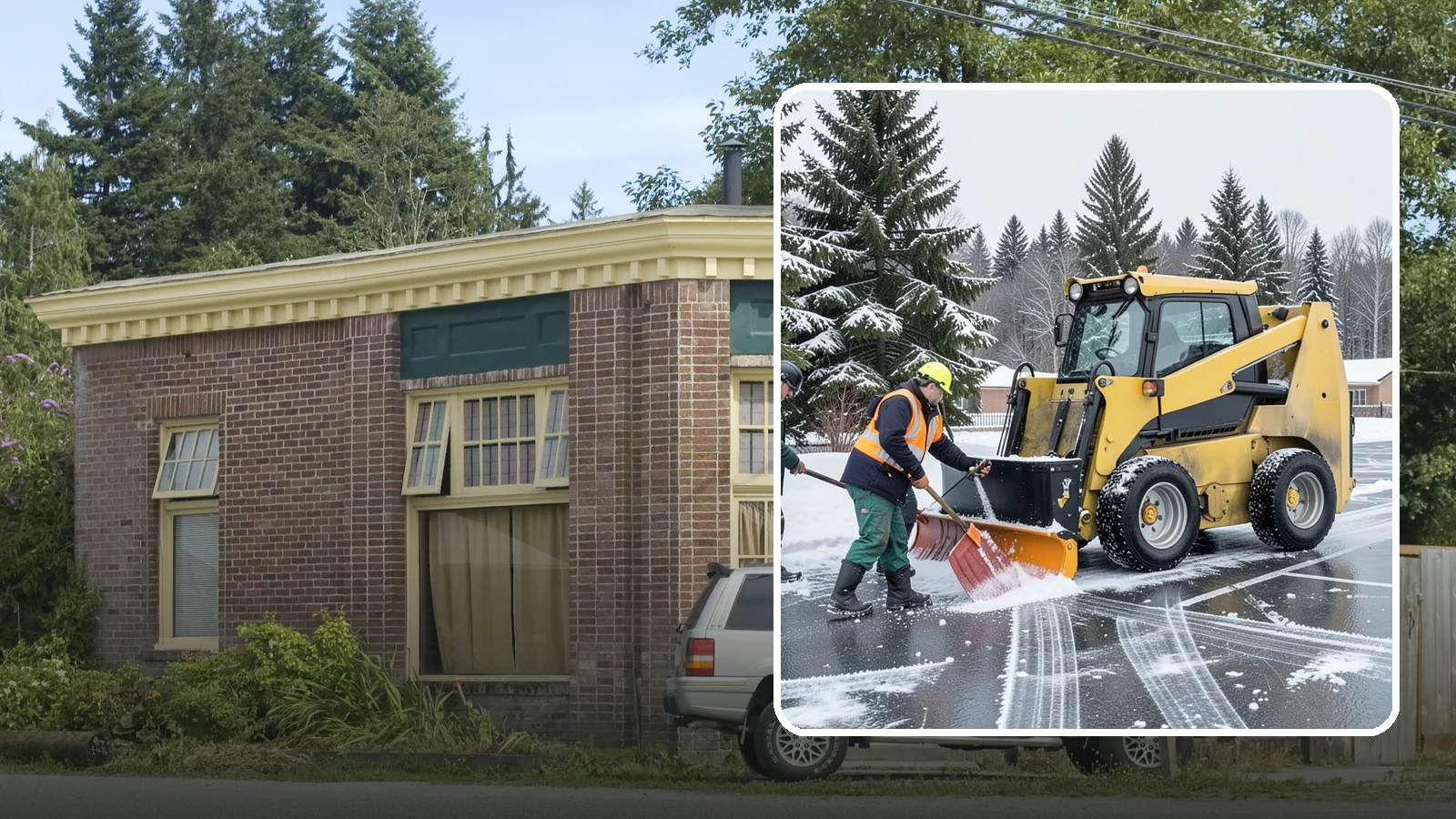 Office Parking Lot Snow Removal in Hamilton, Skagit County, WA - Keep your office lot open and safe for arriving employees and clients when a rare Western Washington snowfall or ice event hits.