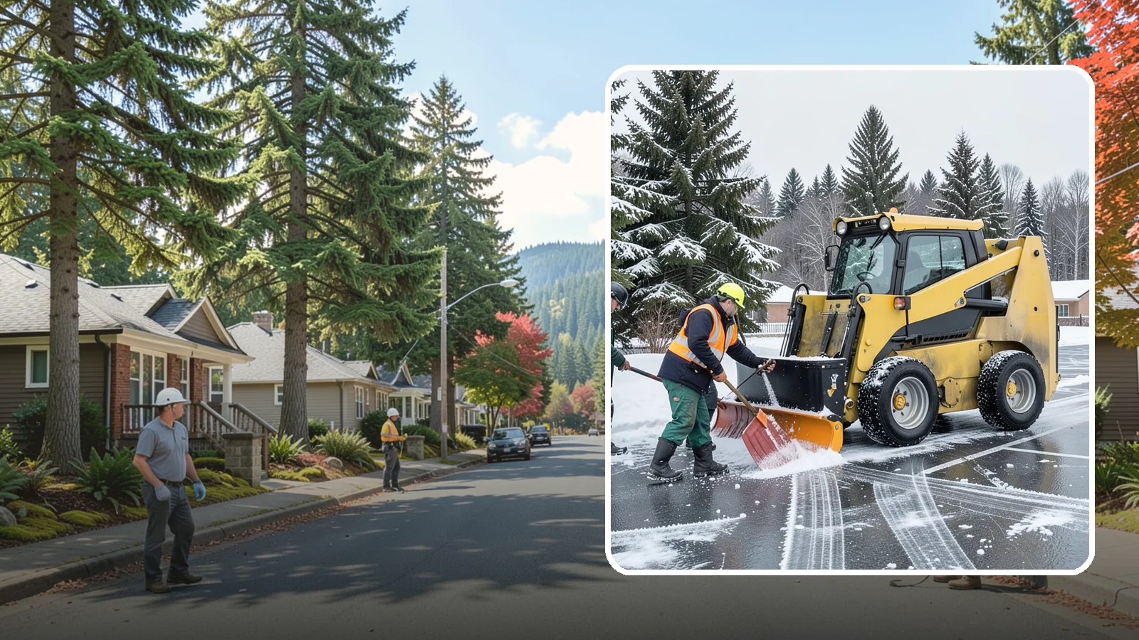 Office Parking Lot Snow Removal in Hunts Point, King County, WA - Keep your office lot open and safe for arriving employees and clients when a rare Western Washington snowfall or ice event hits.