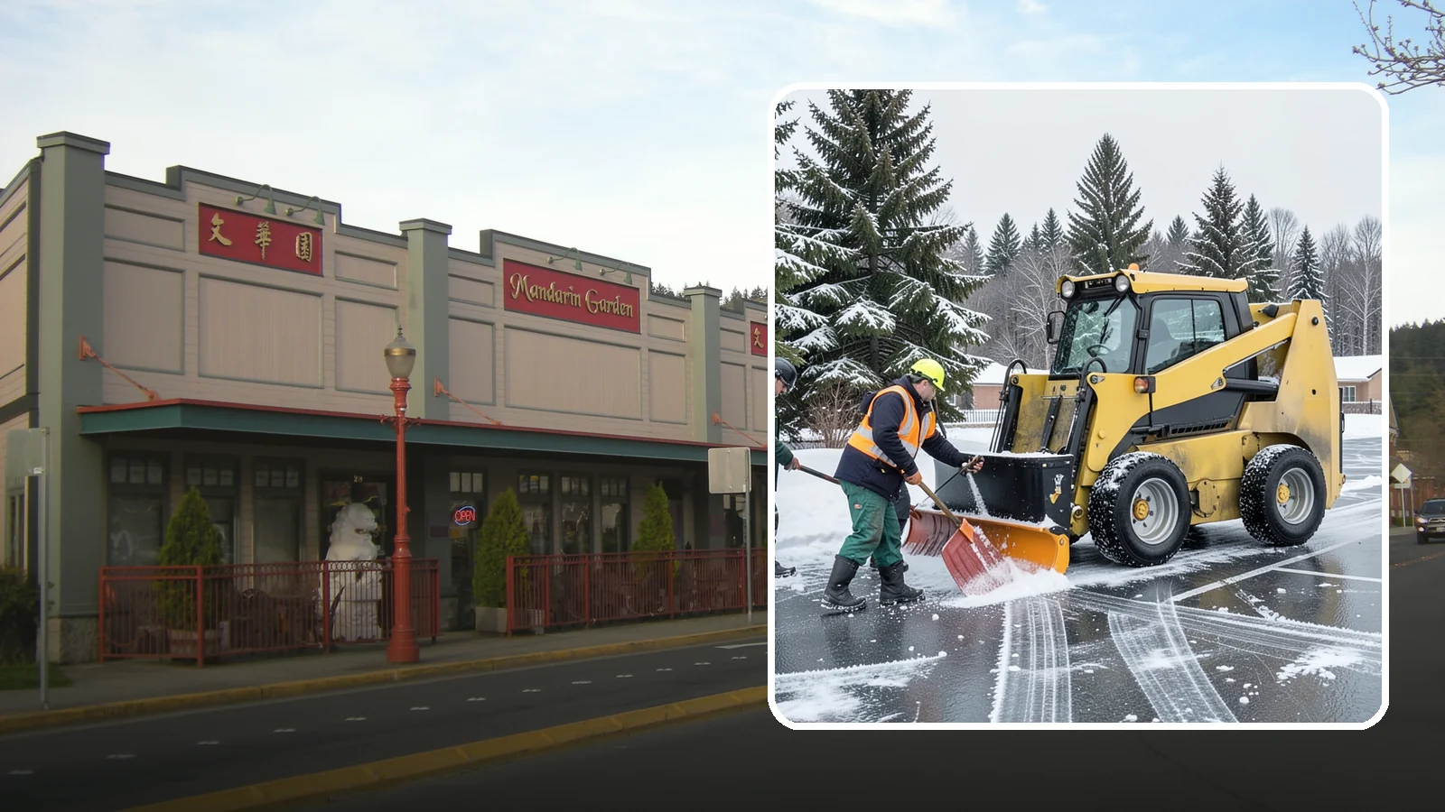 Office Parking Lot Snow Removal in Issaquah, King County, WA - Keep your office lot open and safe for arriving employees and clients when a rare Western Washington snowfall or ice event hits.
