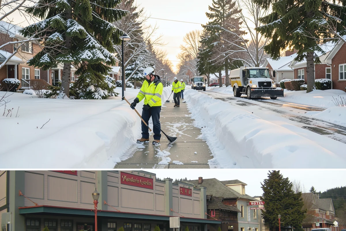 Office Parking Lot Snow Removal in Issaquah, King County, WA - Office lots need the most attention during December and January cold snaps when overnight temperatures dip below freezing after...