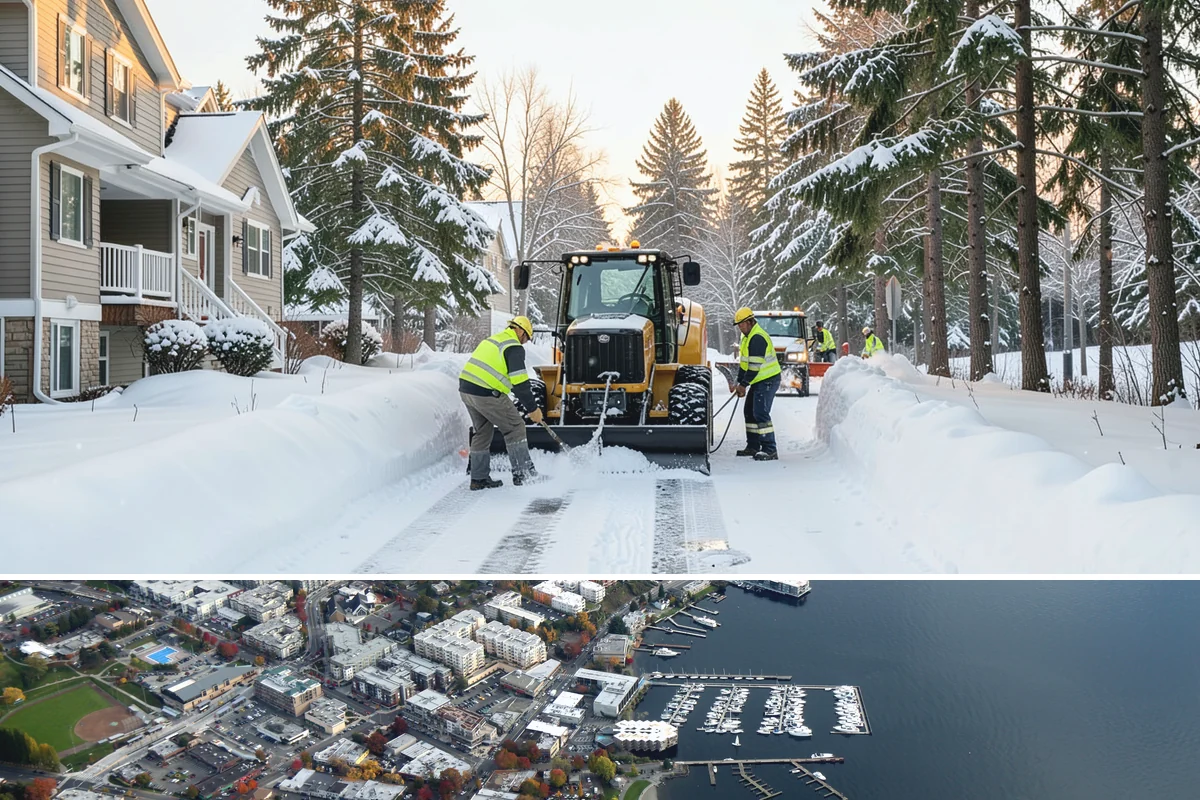 Office Parking Lot Snow Removal in Kirkland, King County, WA - Office lots need the most attention during December and January cold snaps when overnight temperatures dip below freezing after...