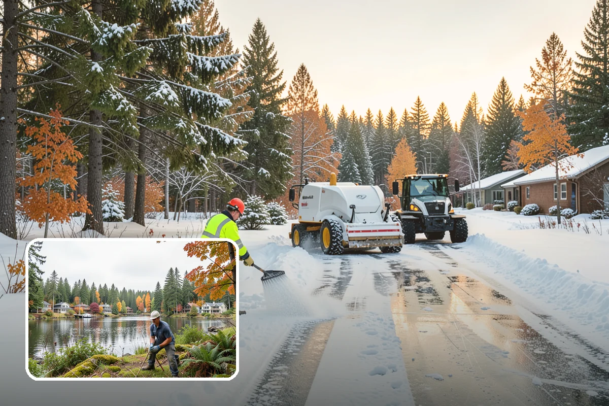 Office Parking Lot Snow Removal in La Conner, Skagit County, WA - Early-morning clearing timed to beat the commute