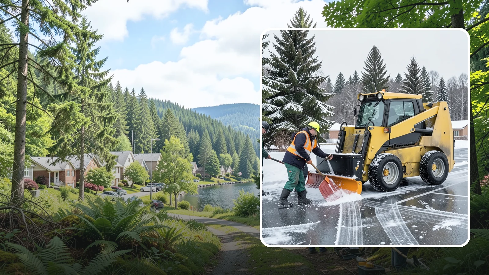 Office Parking Lot Snow Removal in Lake Forest Park, King County, WA - Keep your office lot open and safe for arriving employees and clients when a rare Western Washington snowfall or ice event hits.