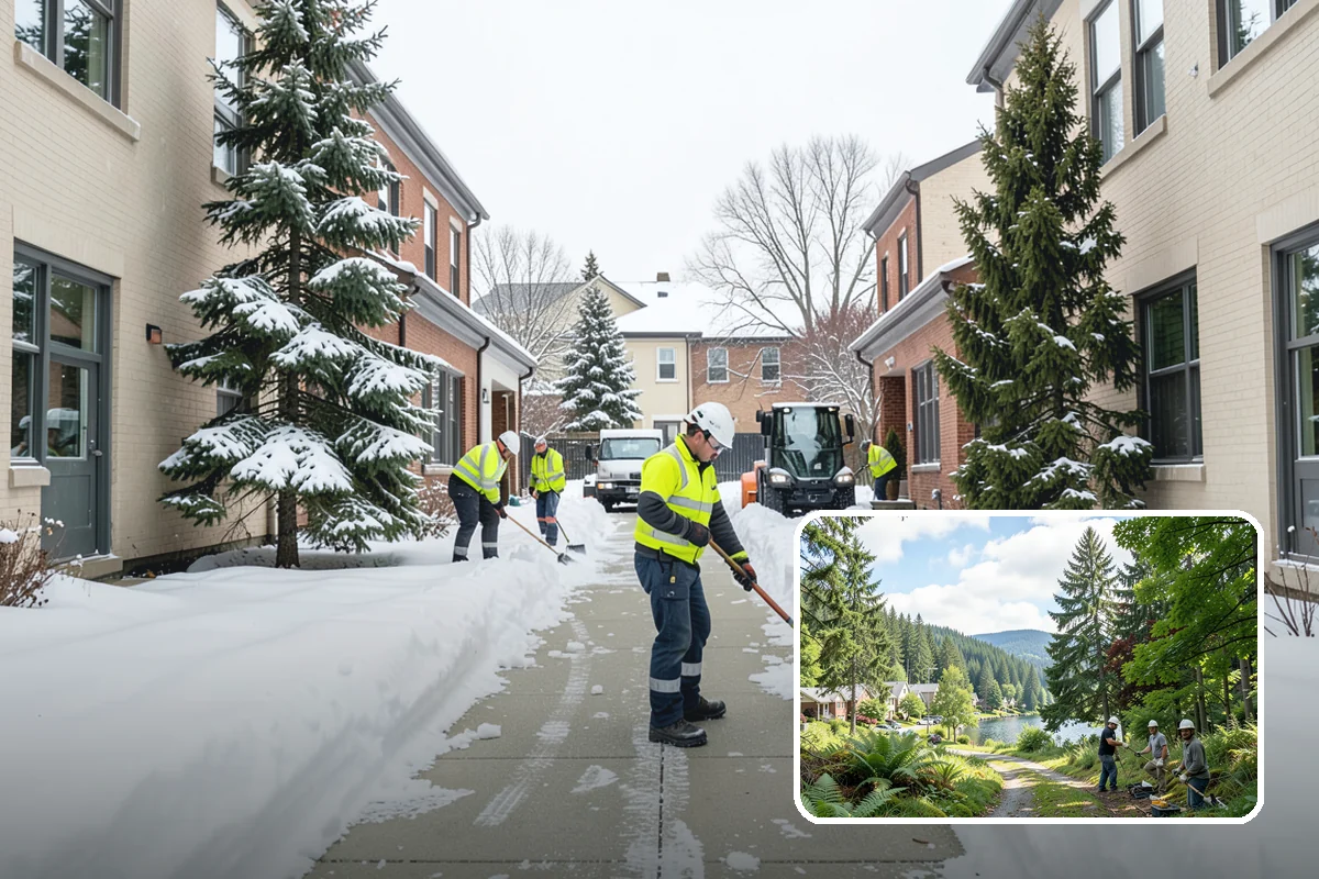 Office Parking Lot Snow Removal in Lake Forest Park, King County, WA - Early-morning clearing timed to beat the commute