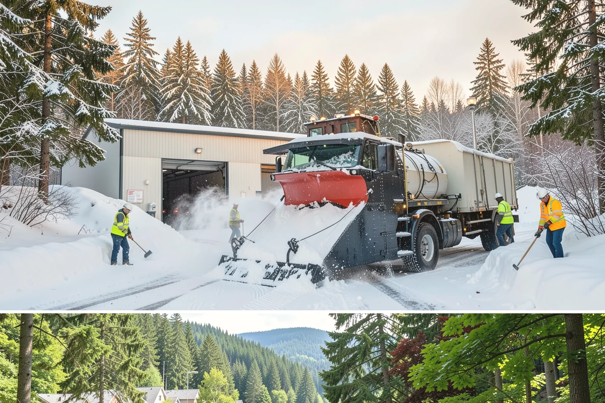 Office Parking Lot Snow Removal in Lake Forest Park, King County, WA - Office lots need the most attention during December and January cold snaps when overnight temperatures dip below freezing after...