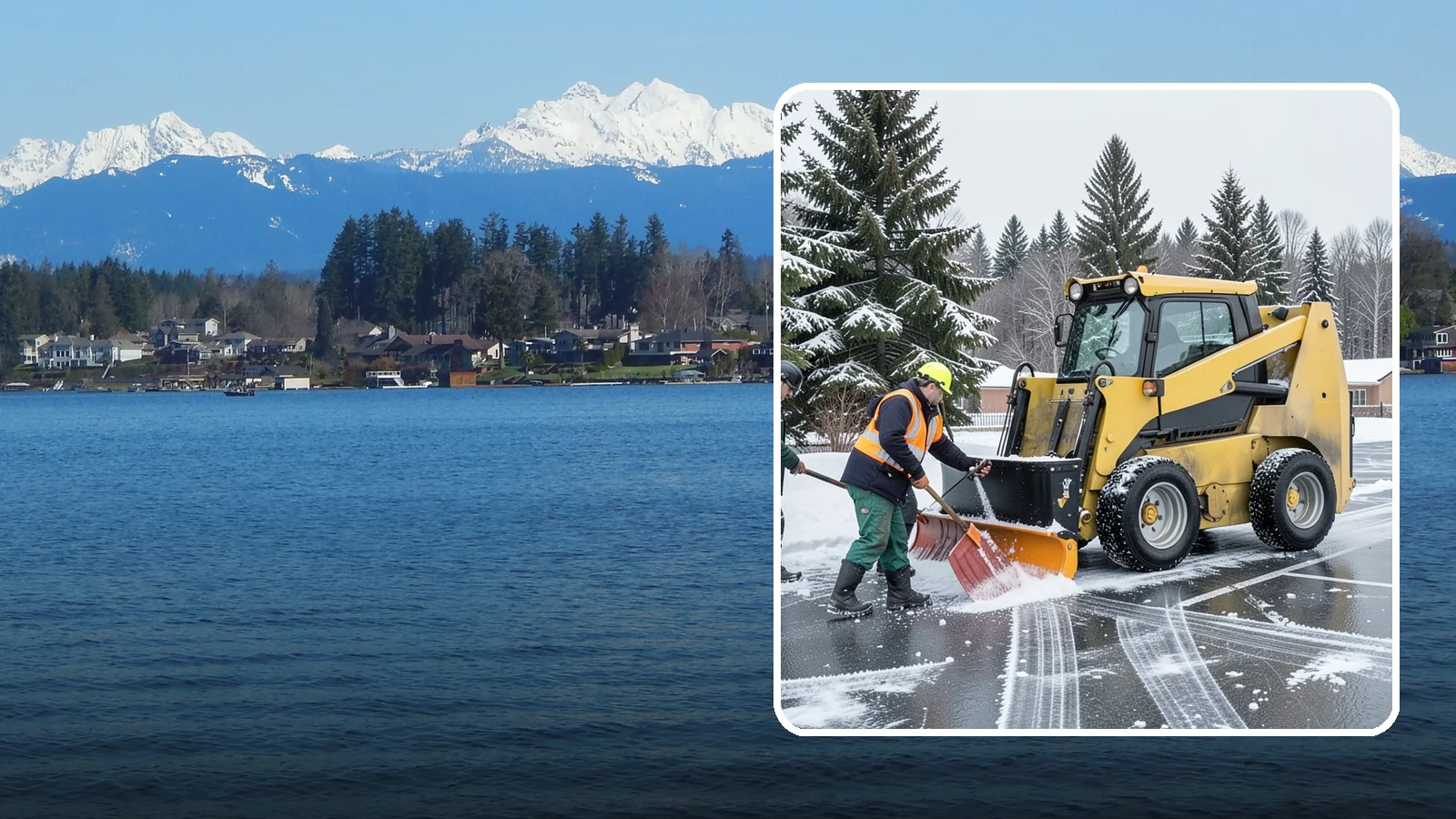 Office Parking Lot Snow Removal in Lake Stevens, Snohomish County, WA - Keep your office lot open and safe for arriving employees and clients when a rare Western Washington snowfall or ice event hits.